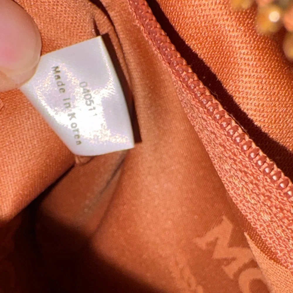MCM Cognac Visetos Boston Bag with Strap